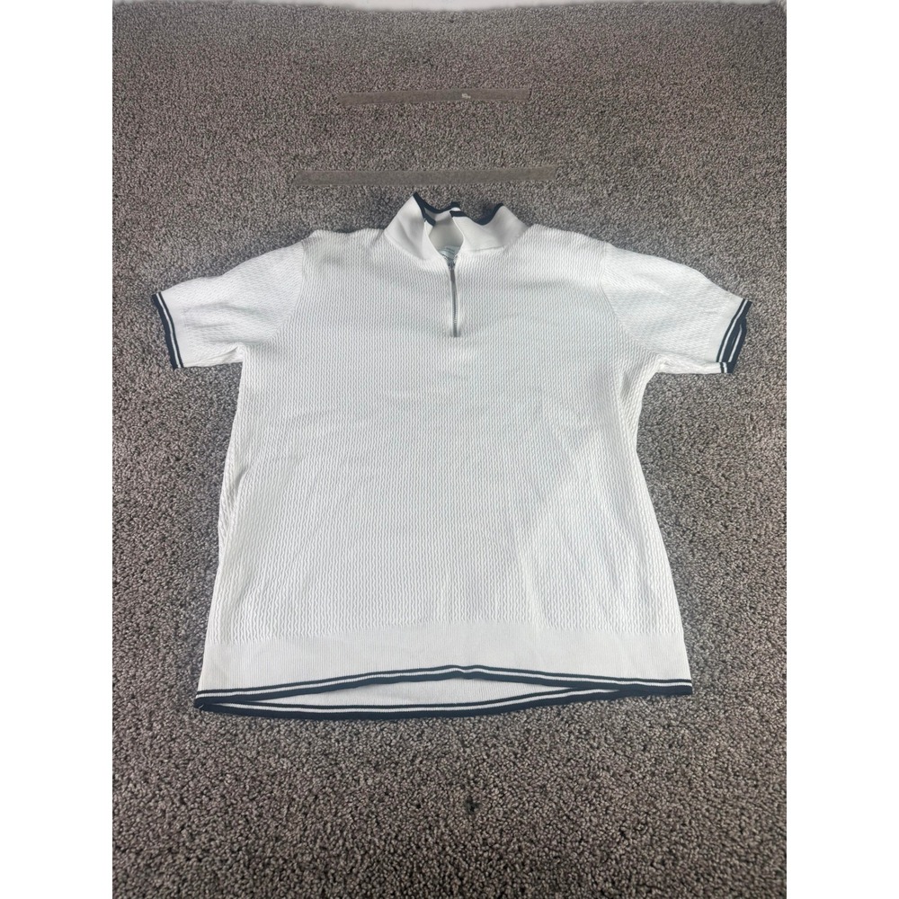 We Break Away From Polo Shirt Mens White Quarter Zip Short Sleeve Knit Y2K - L